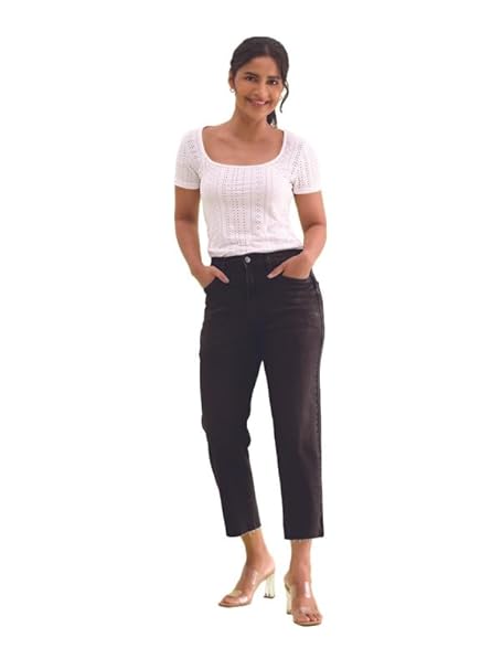 GO COLORS Soft Cotton Blend Cropped Jeans for Women| Breathable, Mid Rise