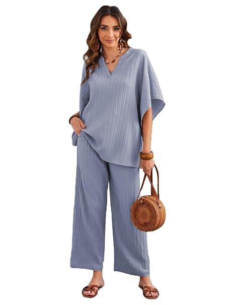 TADKEE Women's Polyester Striped Co-ord set