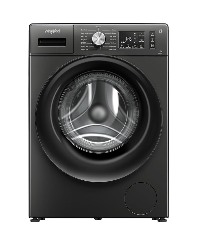 Whirlpool 9 Kg Steam Wash Technology 5 Star Inverter Front Load Fully Automatic Washing Machine with In-Built Heater (SUPREME CARE 9014-E, Midnight Grey, 100+ Tough Stains, 1400 RPM)