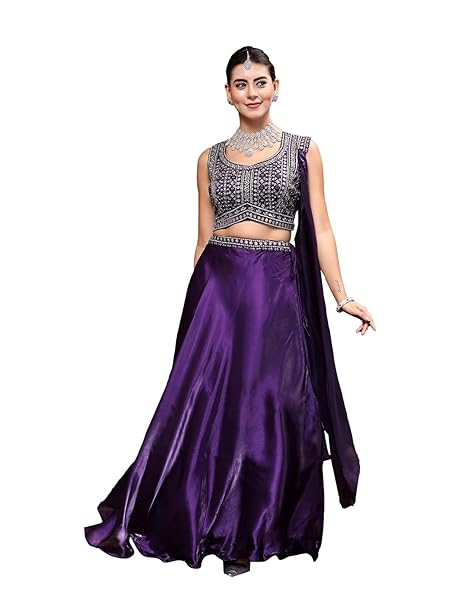 Stylum Women's Embroidered Readymade Silk Lehenga Choli With Dupatta