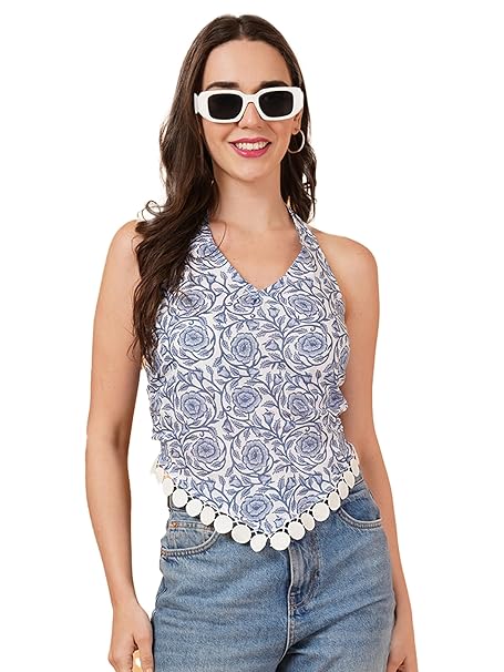 COTLAND Fashions Jaipuri Cotton Printed Spaghetti Strap Top for Women