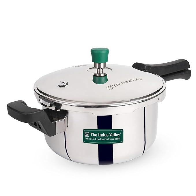 The Indus Valley Triply Stainless Steel 5 Litre Pressure Cooker/Pressure Pan - Outer Lid | Also Use As Deep Fry Pan | Induction Friendly | ISI-Certified, 3-Layer Body |5 Years Warranty