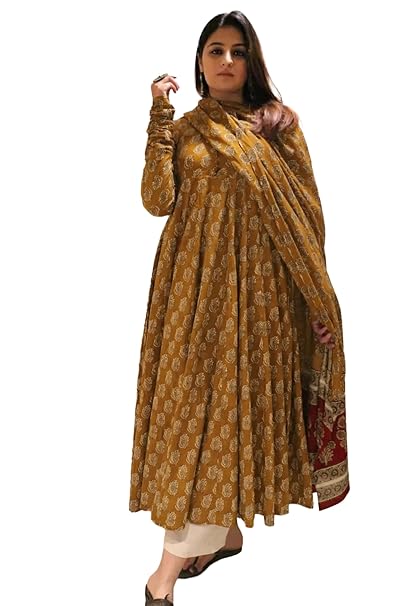 Klosia Women Printed Anarkali Kurta and Pant Set with Dupatta | Printed Kurta Set | Viscose Kurta Set | Women Kurta Set | Summer Suit Set |