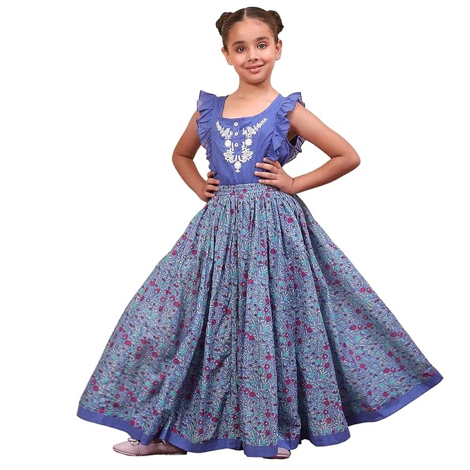 BIBA Girl Cotton Straight Printed Co-Ord Set