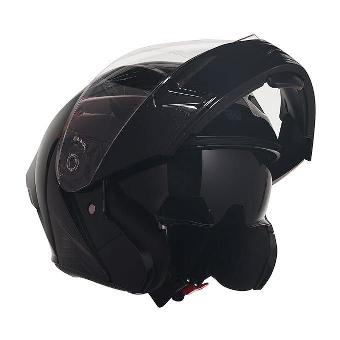 Royal Enfield Stealth Modular Helmet with A Free Visor | ISI & DOT Certified | HIGH IMAPACT Grade ABS & Fiberglass | Internal Fabric- POLYGEINE | HIGH Density EPS Liner Gloss Black (L) 60 CM