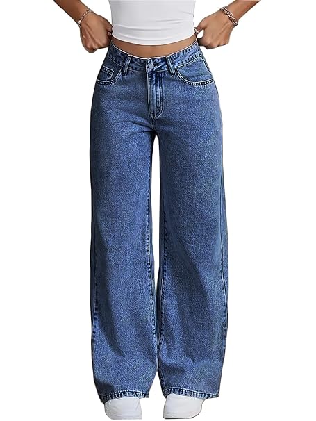 Nifty Women's Denim Stretchable High Waist Light Wash Baggy Jeans || Back Pocket Bow tie Detail