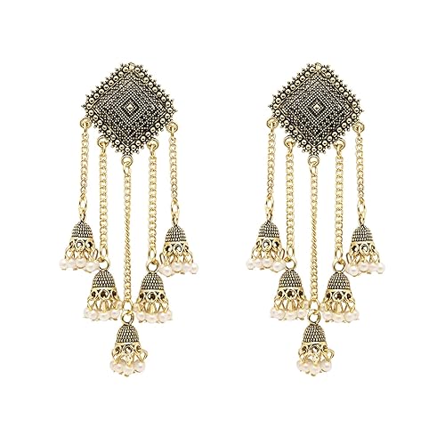 I Jewels Gold Plated fancy Multi Layered Dangle Jhumka Earrings For Women