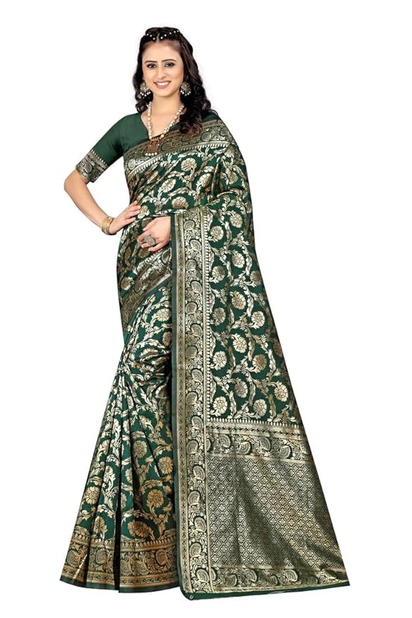 Shasmi Women's Banarasi Saree Pure Kanjivaram Silk Saree Soft new ladies 2026 Design Wear Pattu Sarees Latest Cotton Party Sari collections With Blouse Piece for Wedding sadi (PARI 164)