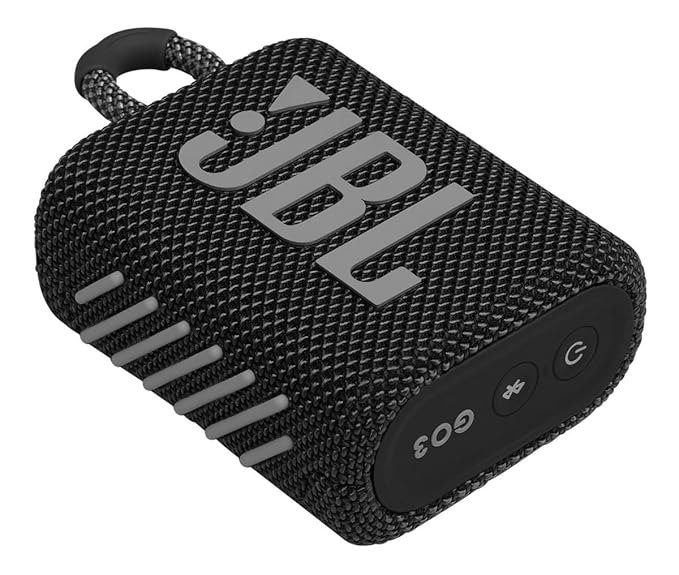JBL Go 3 Wireless Portable Bluetooth Mini Speaker, Small Speaker with Pro Sound, Vibrant Colors with Rugged Fabric Design, Lightweight IP67 Waterproof, Type C Interface (Without Mic, Black)