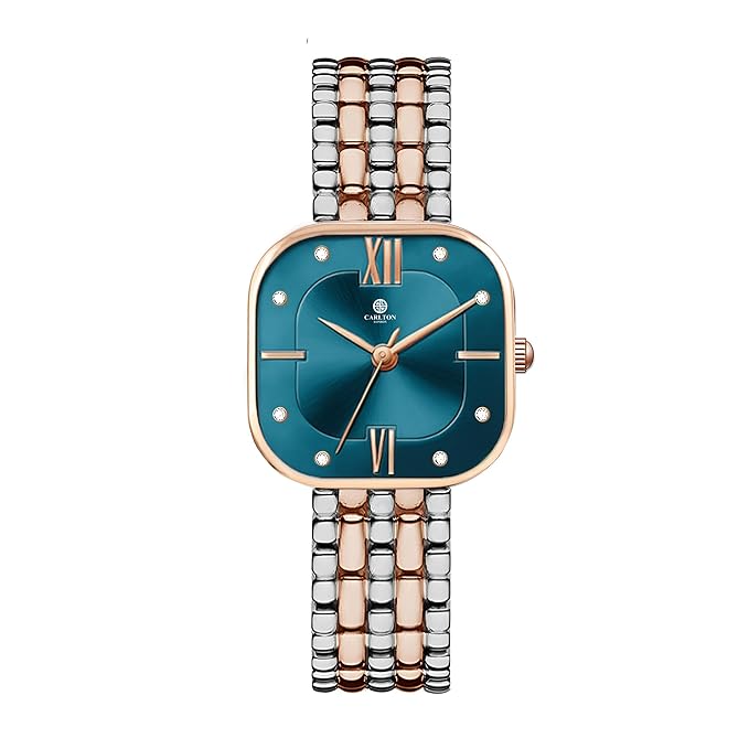 Carlton London Chelsea Women Stainless Steel Analog Watch | Silver Waterproof Watches for Women Girls Ladies | Luxury Square Watch | Fashionable Trendy Quartz Movement Wrist Watch