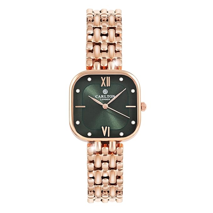 Carlton London Chelsea Women Stainless Steel Analog Watch | Silver Waterproof Watches for Women Girls Ladies | Luxury Square Watch | Fashionable Trendy Quartz Movement Wrist Watch