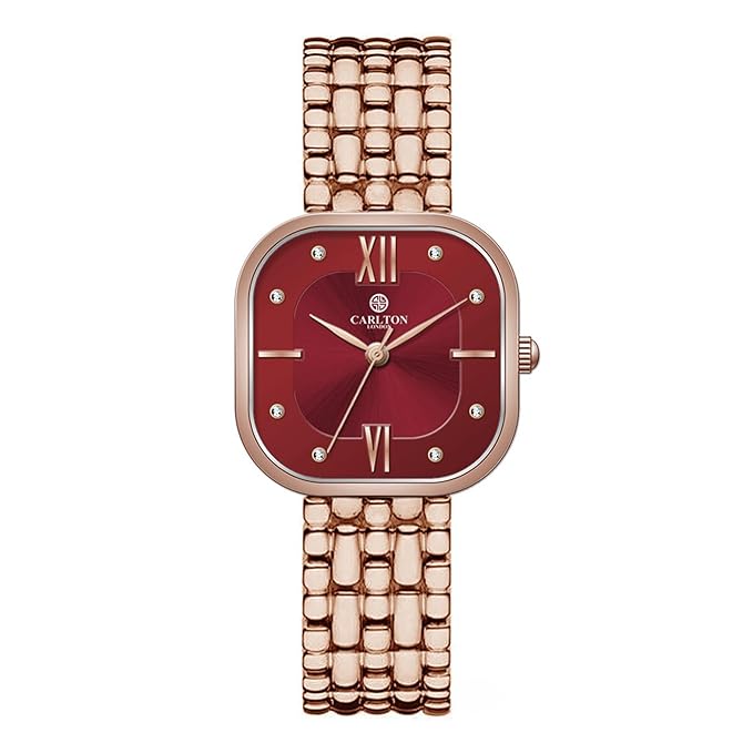 Carlton London Chelsea Women Stainless Steel Analog Watch | Silver Waterproof Watches for Women Girls Ladies | Luxury Square Watch | Fashionable Trendy Quartz Movement Wrist Watch