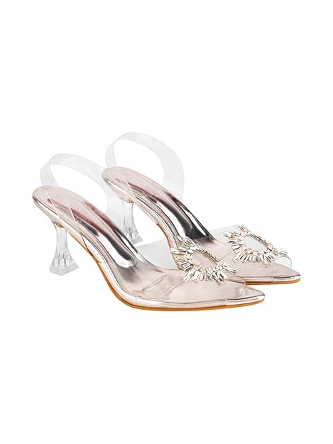Shoetopia Women's Mesh Heeled Sandal/Silver /EU40 / UK7
