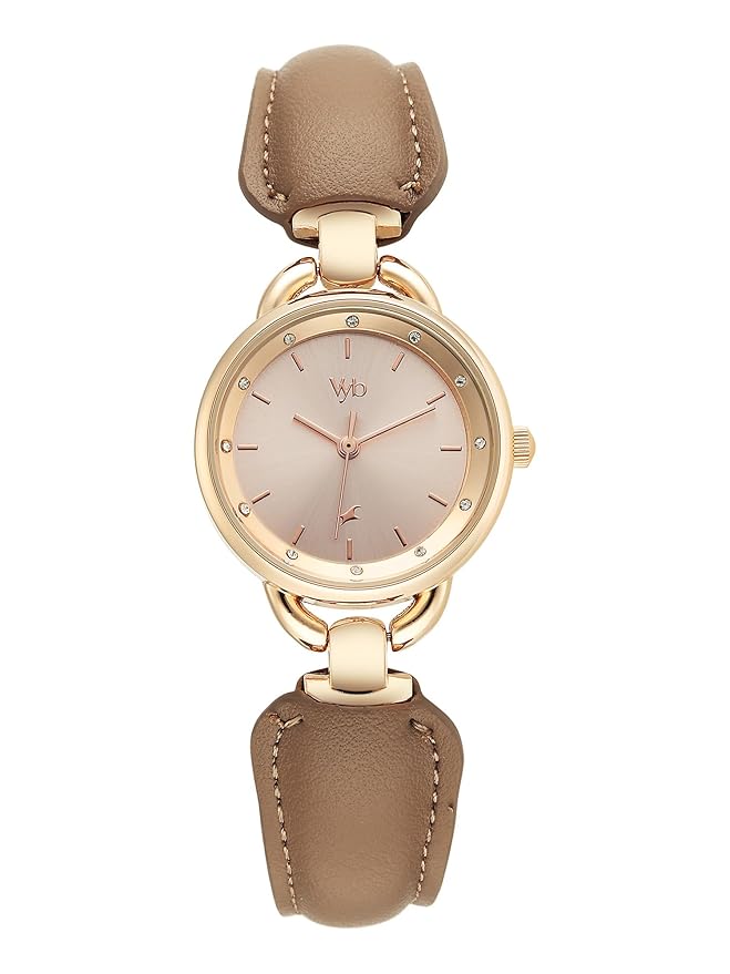 Fastrack Vyb Muse with Quartz Analog Rose Gold Dial Rose Gold PU Leather & Alloy Strap Watch for Girls - FV60114WD01W