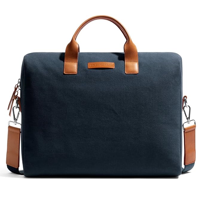 DailyObjects Unisex City Compact Fleet Canvas Laptop Messenger Bag with Leather Handles and Adjustable Straps | Zip Closure with Slip Pockets and Large Storage For 14 Inch Laptops