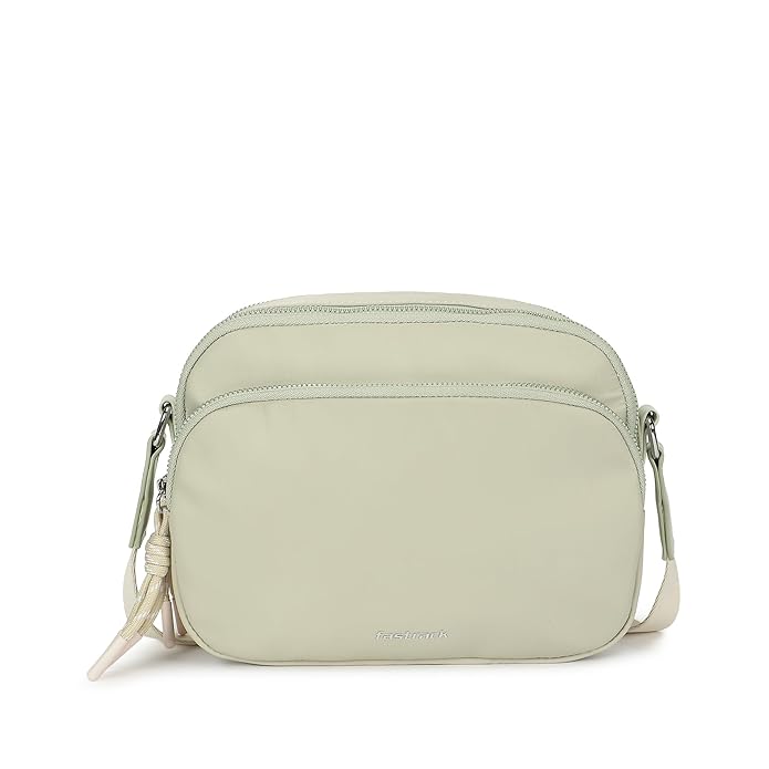 Fastrack Cloud Carry Sling | Lightweight Nylon Sling Bag for Women | Dual Compartments, Organiser Pockets & Adjustable Webbing Strap