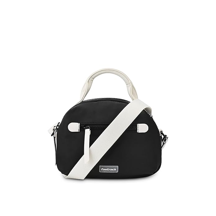 Fastrack Sling Bag for Men & Women | Medium Nylon Sling with Colorblock Design, Zipper Closure, Webbing Strap & Detachable Sling | 2 Compartments with Internal Utility Pockets for Everyday Use