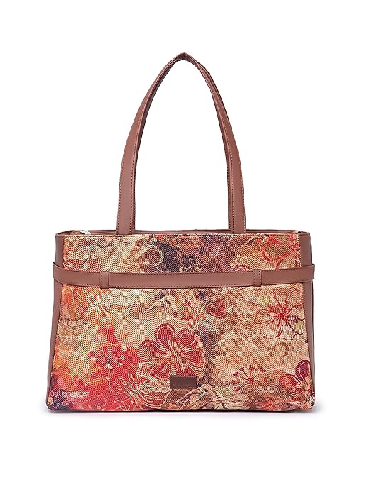 ZOUK Women's Jute Handcrafted Vegan Leather Statement Office Shoulder Bag