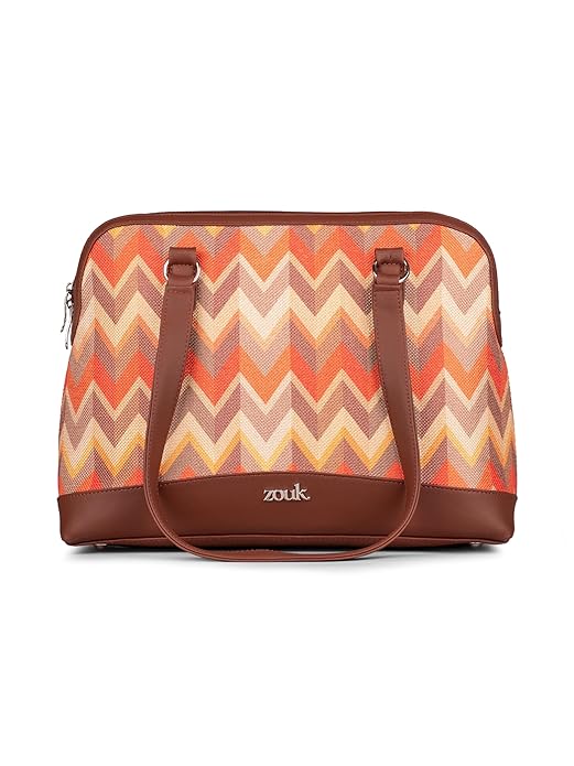 ZOUK Carry All Work Bag | Jute | Vegan Leather Handcrafted Women's Shoulder Bag with Double Handles