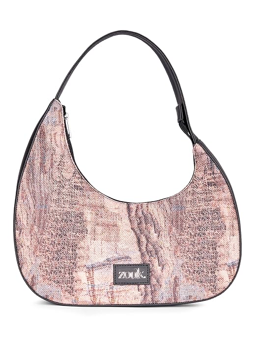 ZOUK Pixi Small Shoulder Bag | Vegan Leather Evening Bag for Women with Shoulder Strap, Zip Closure & Water-Resistant Lining | Stylish Handcrafted Purse |