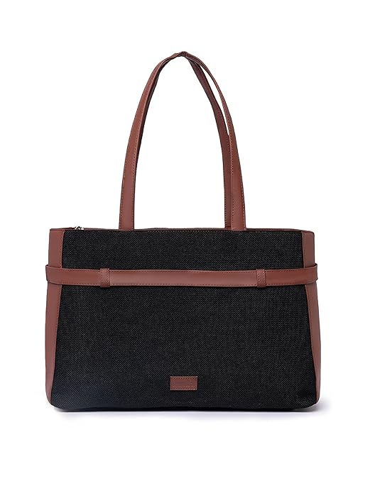 ZOUK Women's Jute Handcrafted Vegan Leather Statement Office Shoulder Bag
