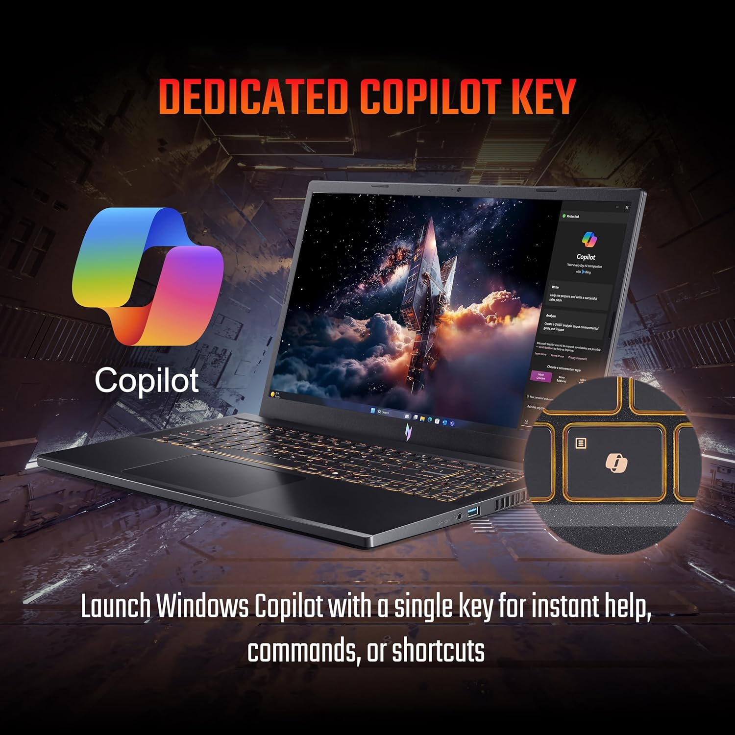 Acer Nitro V 15, AMD Ryzen 7-7445HS, NVIDIA GeForce RTX 4050-6 GB, 16GB DDR5, 512GB SSD, FHD IPS, 15.6"/39.62cm, 165Hz, Win 11 Home, Obsidian Black, 2.1KG, ANV15-42, Gaming Laptop