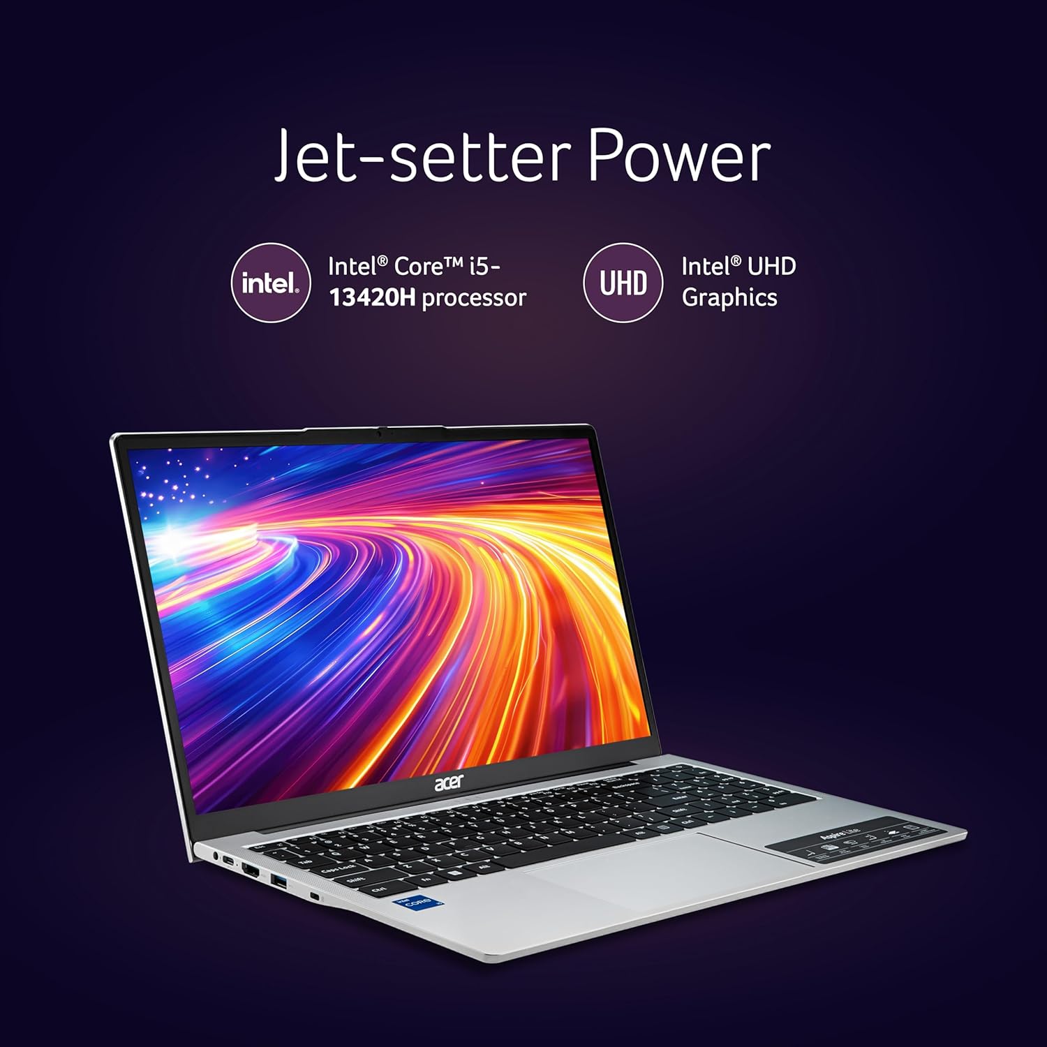 acer Aspire Lite,13th Gen, Intel Core i5-13420H Processor, 16 GB RAM, 512 GB SSD, Full HD IPS, 15.6"/39.62 cm, Windows 11 Home, MS Office, Pure Silver, 1.70 kg, AL15-52H, Thin and Light Laptop