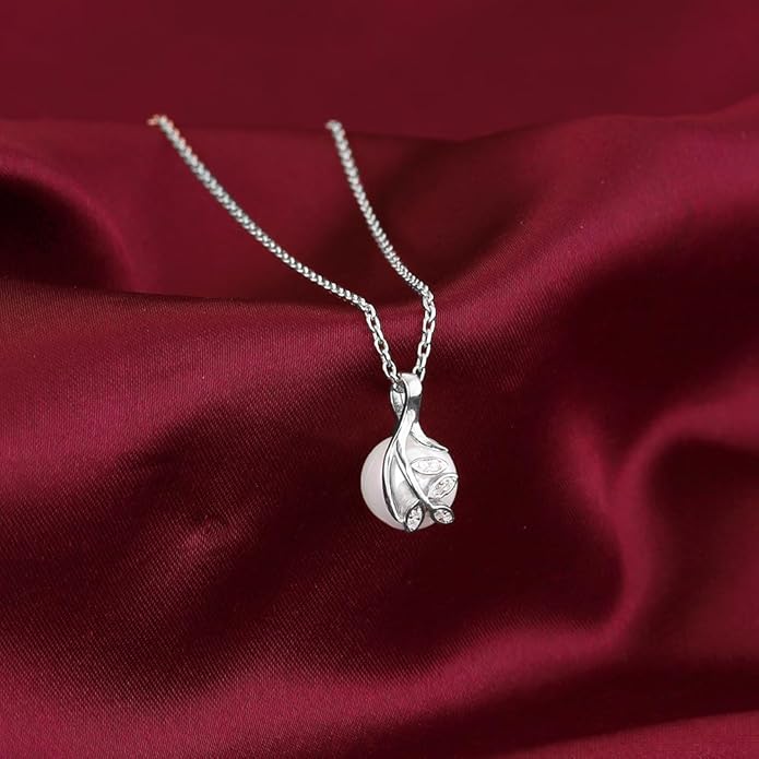 GIVA 925 Silver Soul Pearl Pendant With Link Chain | Gifts for Girlfriend, Gifts for Women & Girls| With Certificate of Authenticity and 925 Stamp | 6 Month Warranty*