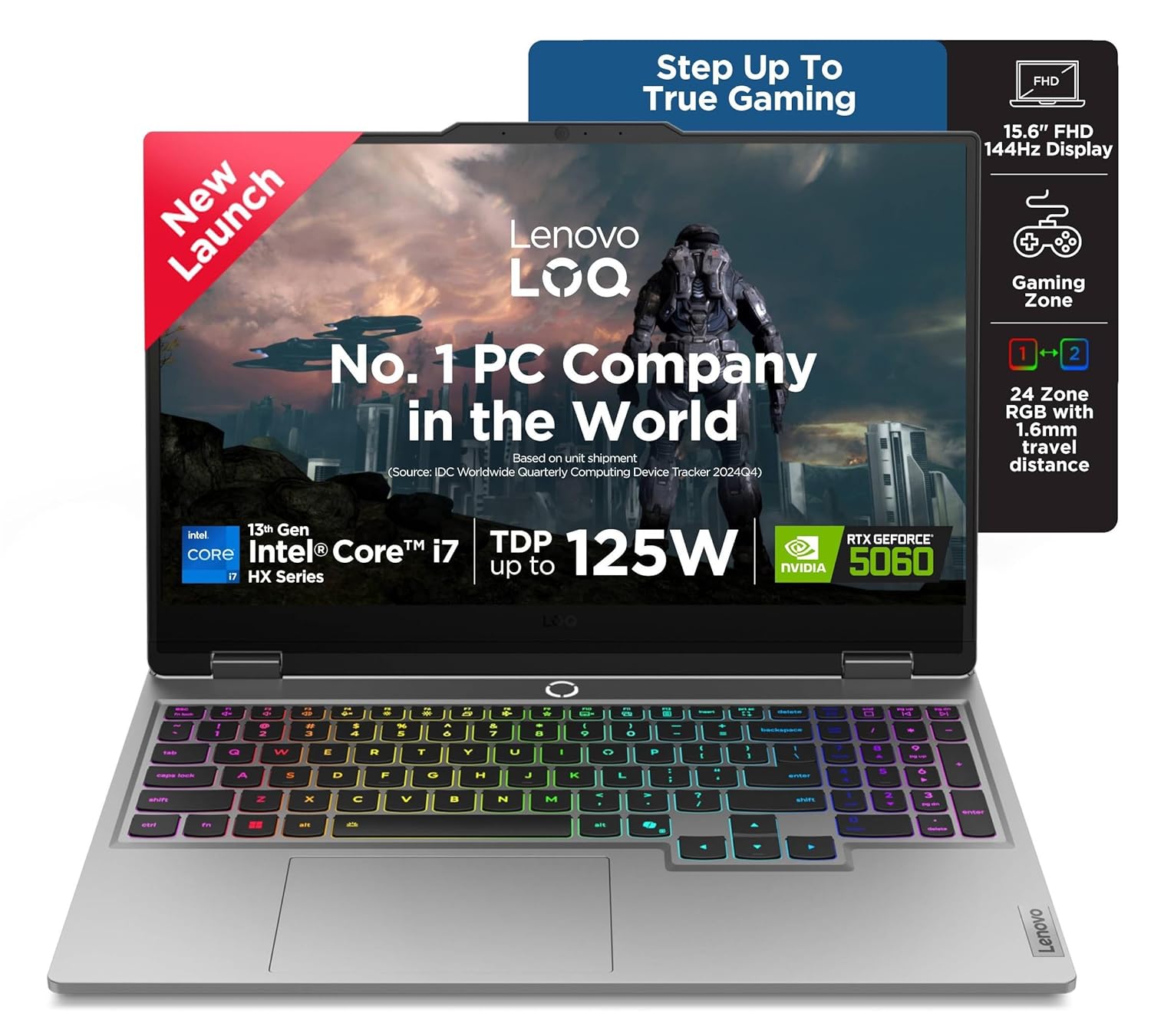 Lenovo LOQ 2025 Intel Core i7-13650HX | NVIDIA RTX 5050 8GB (16GB RAM/1TB SSD/144Hz Refresh Rate/440 AI TOPS/15.6" (39.6cm)/Windows 11/Office 2024/3 Mon.Game Pass/Grey/2.4Kg), 83JE010SIN