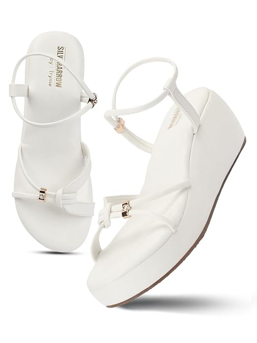 SilverArrow Womens Velmora Comfortable Stylish Wedge Heel Sandals for Women Trendy Open Toe Flats