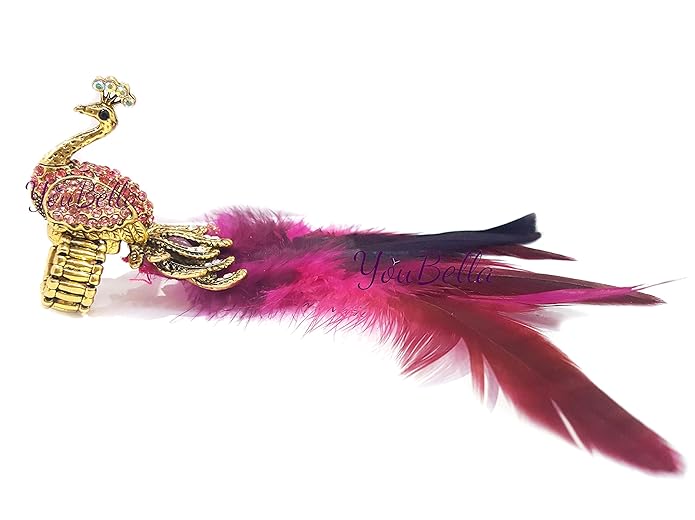 YouBella Designer Peacock Feather Adjustable Ring for Women
