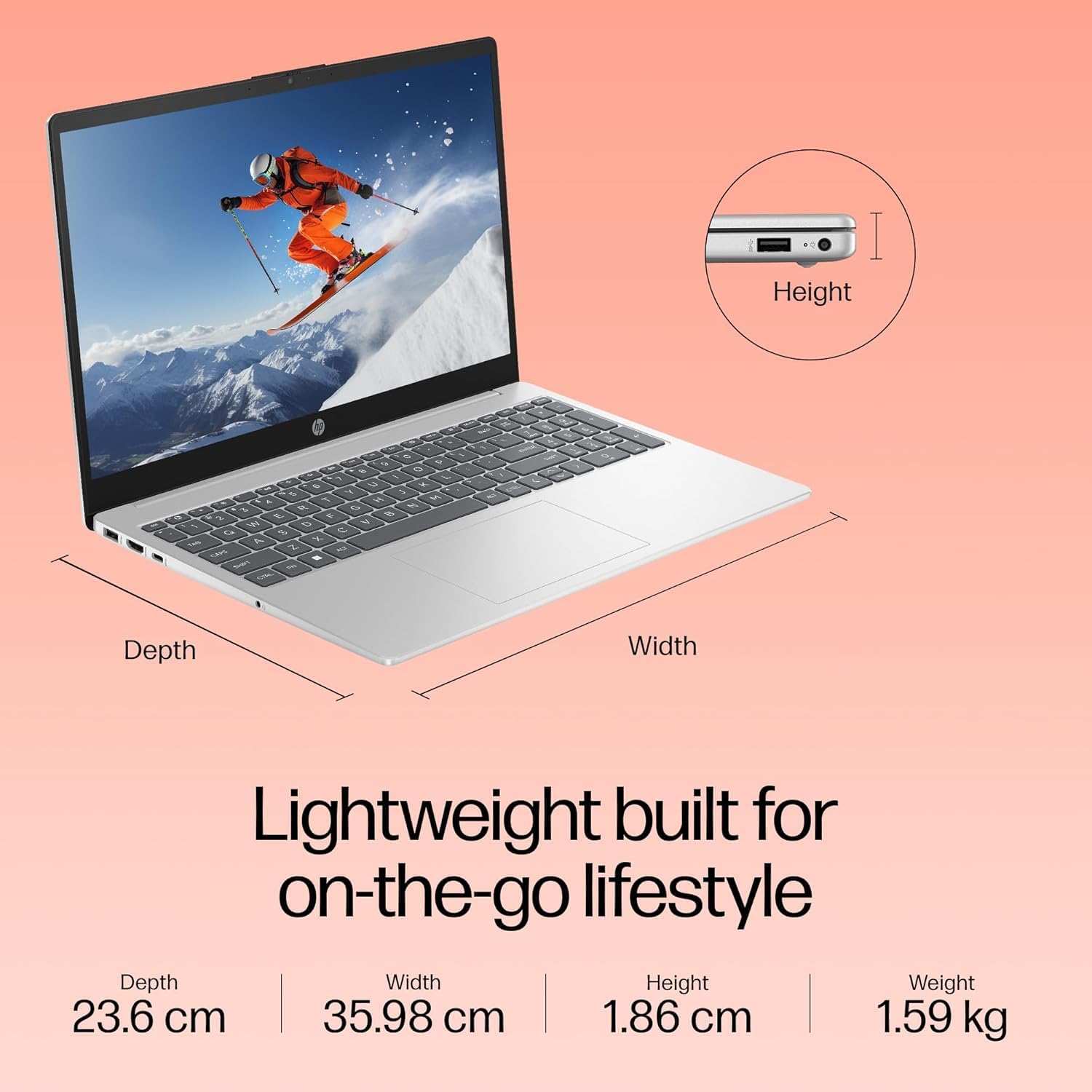 HP 15 (2026), AMD Ryzen 7 Octa Core 7735U - (16 GB DDR5/512 GB SSD/AMD Radeon 680M Graphics/Windows 11 Home) Thin & Light Business Laptop/15.6" FHD Display/Backlit + Fingerprint/Silver/1.5kg/MS Office