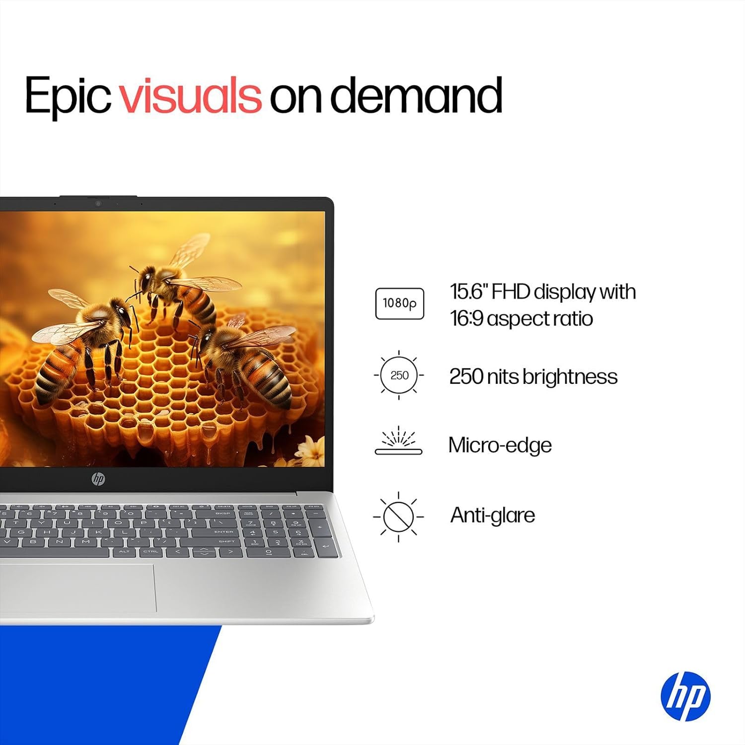 HP 15, Intel Core 5-120U (8GB DDR4, 512GB SSD) FHD, Anti-Glare, Micro-Edge, 15.6''/39.6cm, Win11, M365 Basic(1yr), Office Home24, Silver,1.59kg, fd0651TU, FHD Camera w/Privacy Shutter, Backlit Laptop