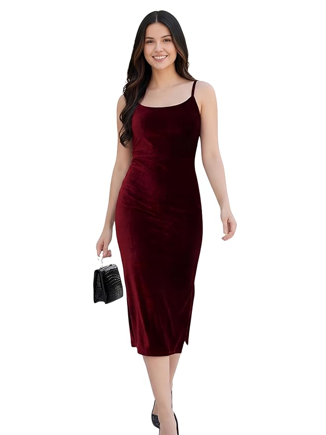 Leriya Fashion Velvet Western Dress for Women | Blue Stylish Square Neck One Piece Dress for Women Short & Long | Casual Summer Bodycon Dresses for Beach & Stylish Party Outifits