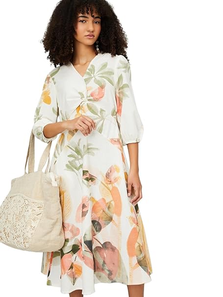 Max Women's Cotton A-Line Midi Casual Dress