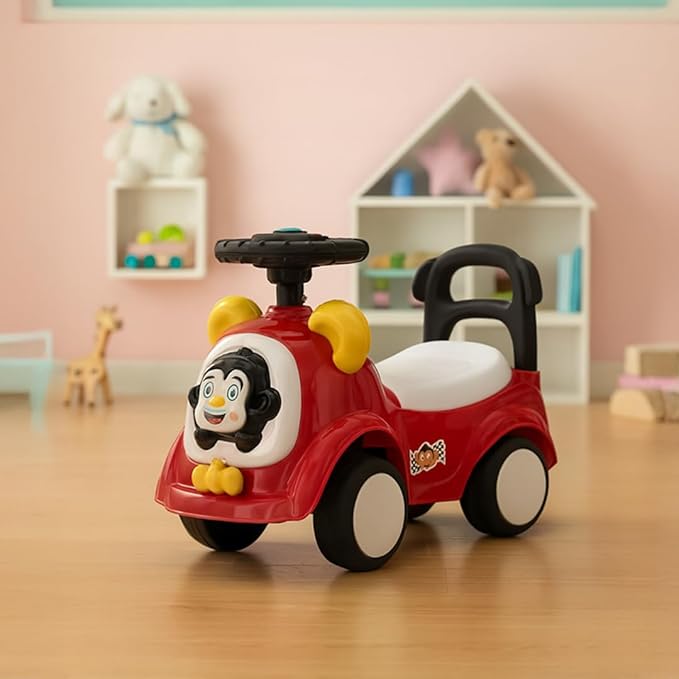 Amazon Brand - Jam & Honey Ride-on Car for Kids | for 24+ Months | Push Car with Backrest | Under Seat Storage | Indoor or Outdoor Toy | BIS Approved | Safe and Fun Toy (Red)