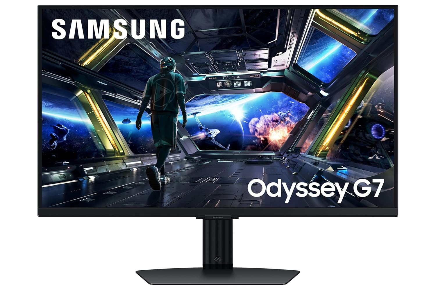 Samsung 27"(68.5cm) Odyssey G7 4K Smart Gaming Monitor|UHD 3840 x 2160|Fast IPS panel|144 Hz|1ms|OTT Apps|VESA DisplayHDR400|Speakers|FreeSync Premium|LAN|WiFi|Bluetooth|HAS Pivot|LS27DG700EWXXL|Black