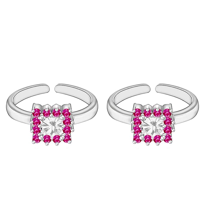 GIVA 925 Silver Pop Pink Symmetry Toe Ring, Adjustable | Toe Rings for Women and Girls | With Certificate of Authenticity and 925 Stamp | 6 Month Warranty*