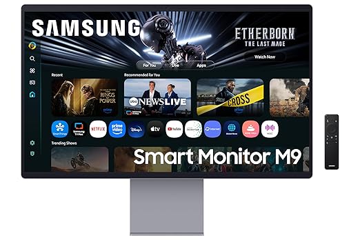 Samsung 32"(80cm) M9 OLED Vision AI Smart Monitor|UHD QD-OLED 3840 x 2160|165Hz|0.03ms|Inbuilt Camera|Smart TV Apps|Type C|Apple AirPlay|Gaming Bar|Speakers|Wi-Fi|Bluetooth|LS32FM900SWXXL|CarbonSilver