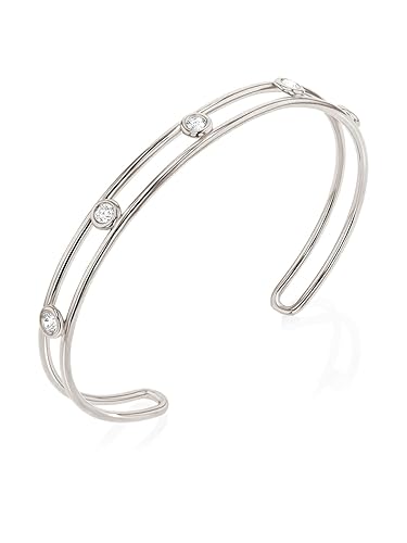 MINUTIAE Adjustable Stylish Rounf Diamond Cubic Zirconia Kada Cuff Bracelet for Women