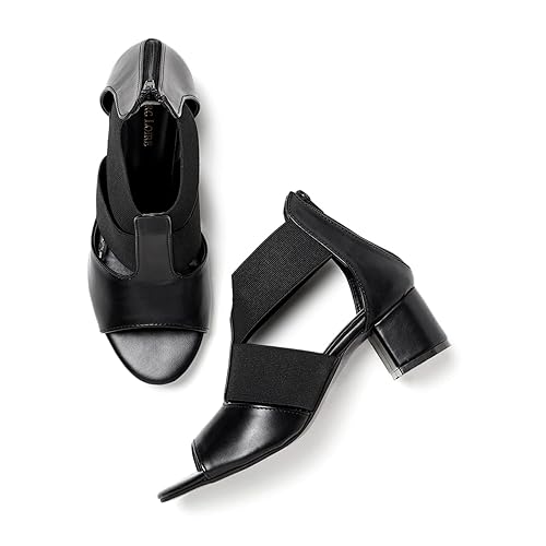 Marc Loire Women's Peep Toes Block Heel Fashion Sandals with Zipper Closure