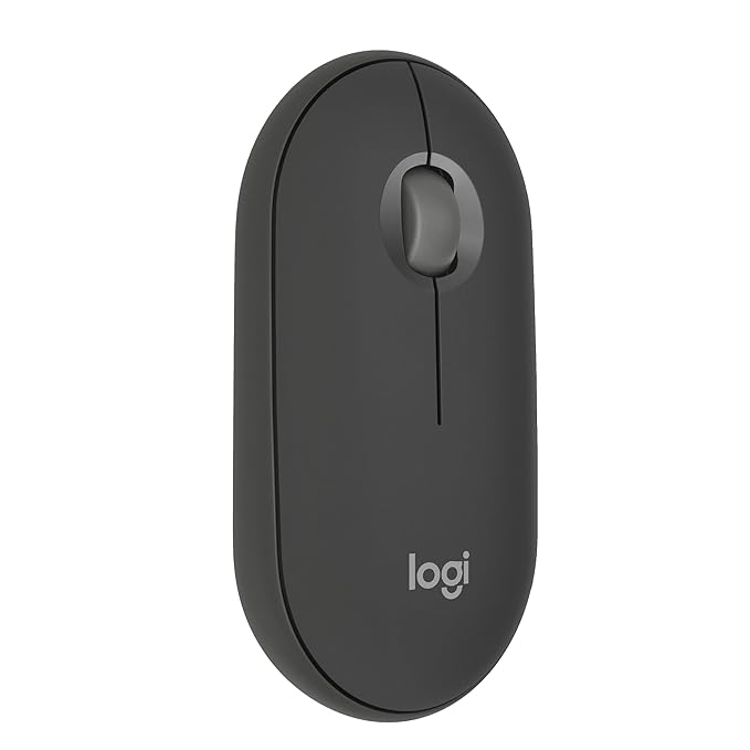 Logitech Pebble Mouse 2 M350s Slim Bluetooth Wireless Mouse, Portable, Lightweight, Customisable Button, 4000 DPI, Quiet Clicks, Easy-Switch for Windows, macOS, iPadOS, Android - Tonal Graphite
