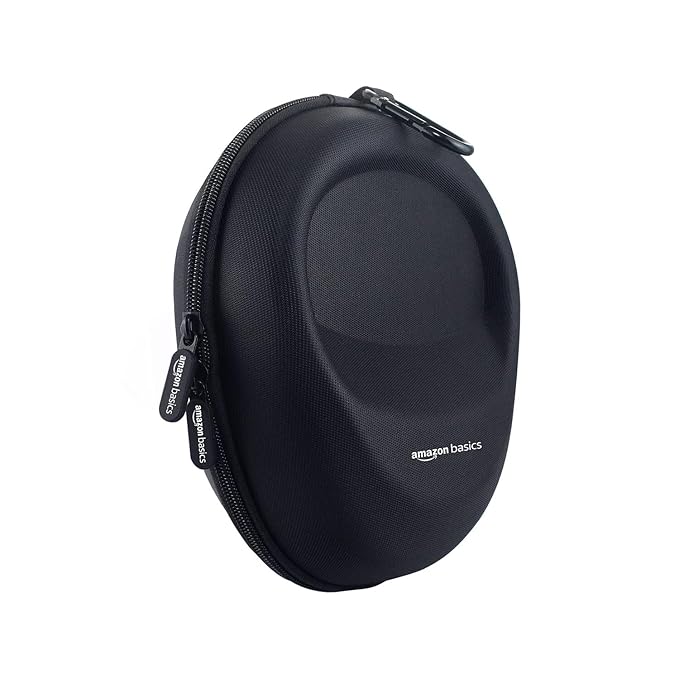 Amazon Basics Hard Shell EVA Headphone Carrying Case for Universal Oversized Over-Ear Headset, Shockproof, Water Repellent, Anti-Pressure Portable Protective Pouch/Storage Bag, Black