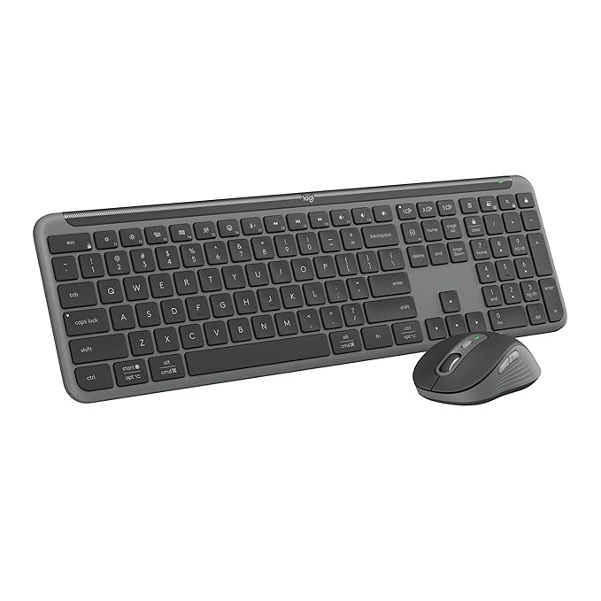 Logitech MK950 Signature Slim Wireless Keyboard and Mouse Combo, Sleek Design, Quiet Typing and Clicking, Switch Across Three Devices, Bluetooth, Multi-OS, Works with Windows and Mac - Graphite