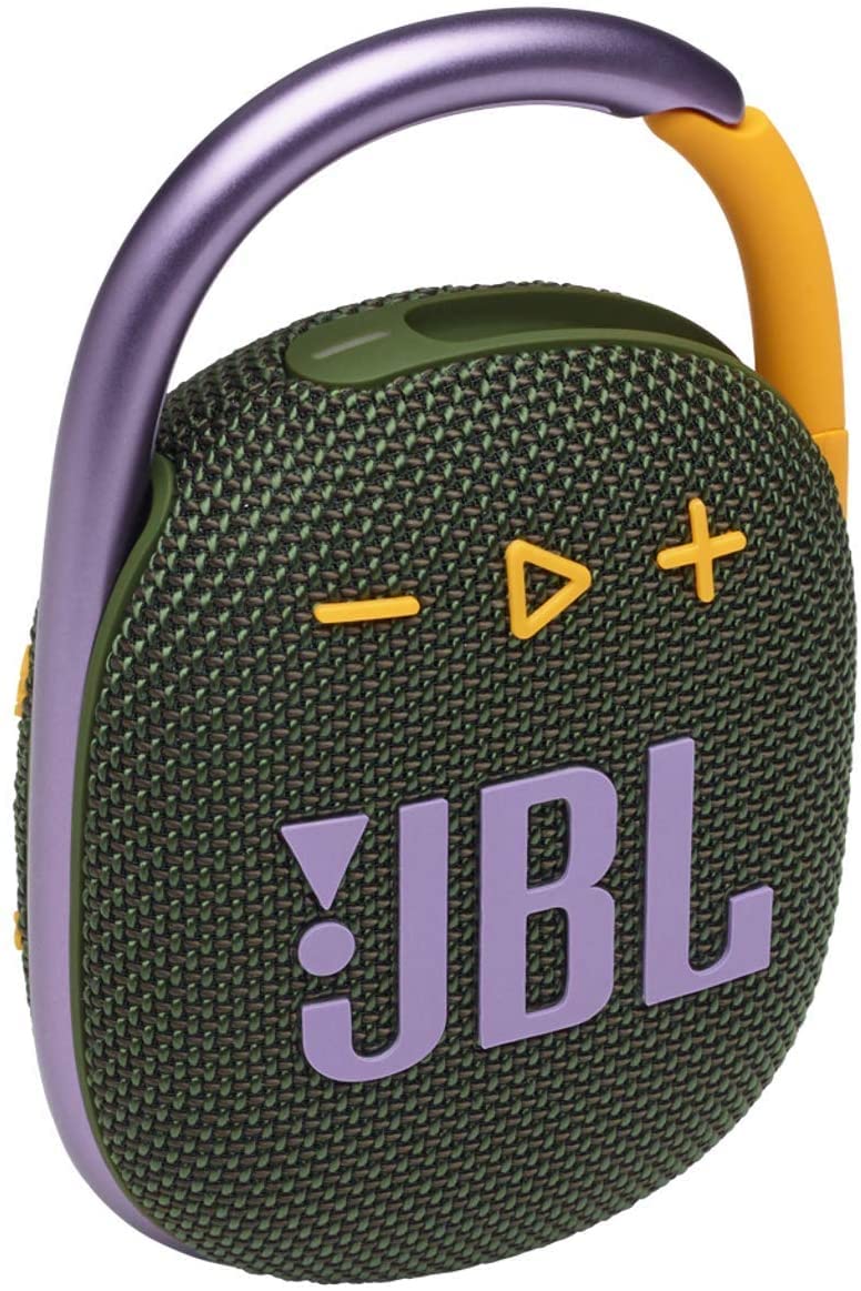 JBL Clip 4, Wireless Ultra Portable Bluetooth Speaker, Pro Sound, Integrated Carabiner, Vibrant Colors with Rugged Fabric Design, Dust & Waterproof, Type C (Without Mic, Green)
