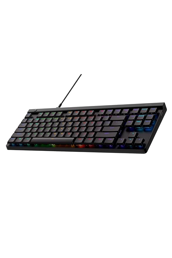 Logitech G515 TKL Wired Low Profile Gaming Keyboard, Fully Customisable RGB, Double-Shot PBT Keycaps, Tactile/Brown Switches - Black