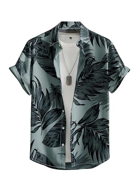 Leriya Fashion Men’s Tropical Hawaiian Button Down Shirt | Regular Fit Soft Rayon Short Sleeve Casual Beach Shirt with Floral Print|Summer Holiday Resort Outfit