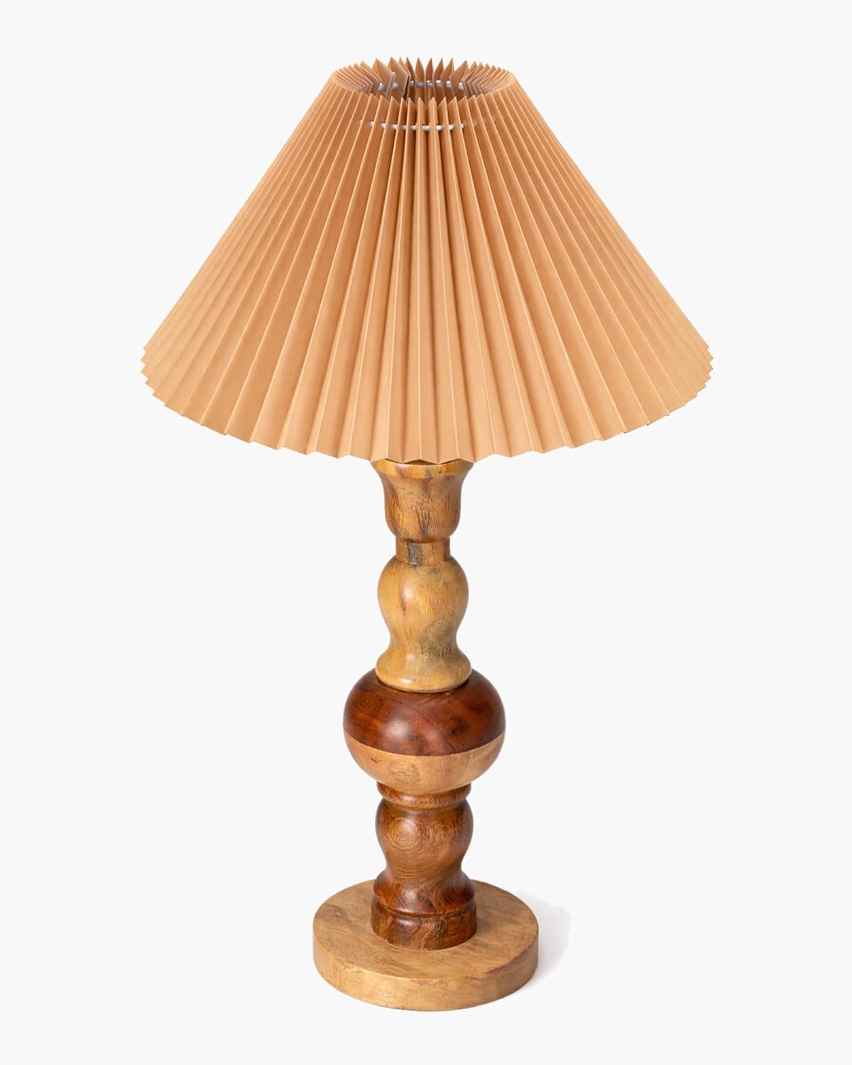 Homesake® Wooden Bubble Design Table Lamp for Bedroom & Living Room | Home Decor Lighting | Nightstand Lamp | Reading Lamp | Vintage | Minimalist | Modern Bedside Lamps, (Pleated Jute)