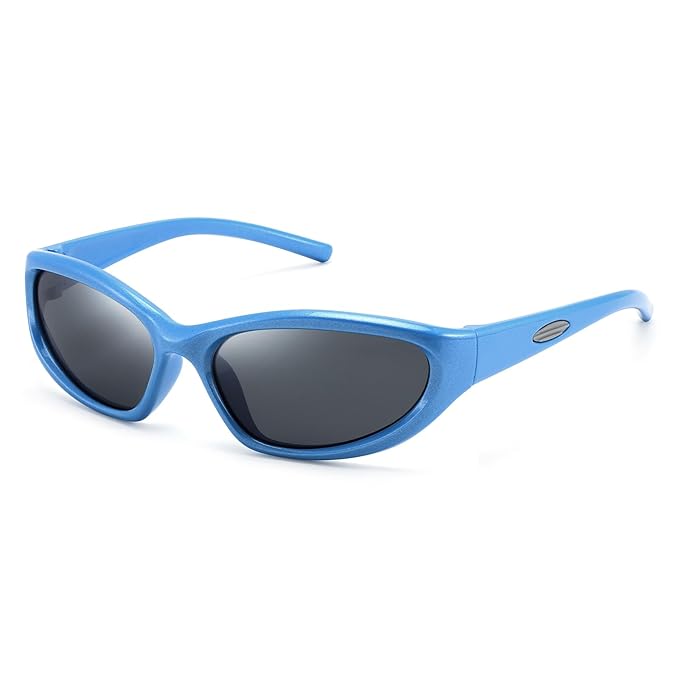 Karsaer Polarized Sports Sunglasses for Kids Boys Girls Stylish Modern Cute Oval Sun Glasses Child Cycling Running Glasses Age 3 to 12 yrs E1358