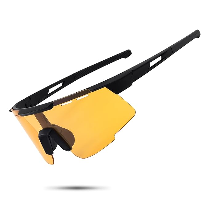 Karsaer Oversized Photochromic Glasses Sports Cycling Sunglasses For Men Stylish Wrap-Around Goggles E1311,Black